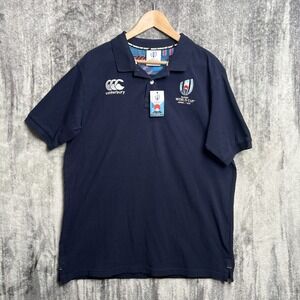 NWT Canterbury Polo Shirt Navy Size 2XL 3L Rugby World Cup Logo Japan 2019